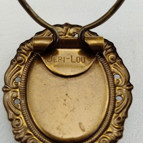 1960's Black Glass and Gold Tone Frame Scarf Clip by Jeri Lou - Picture 6 of 6